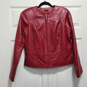 Vintage Lamb Leather‎ Red Willi Smith Collection Jacket Size M VTG